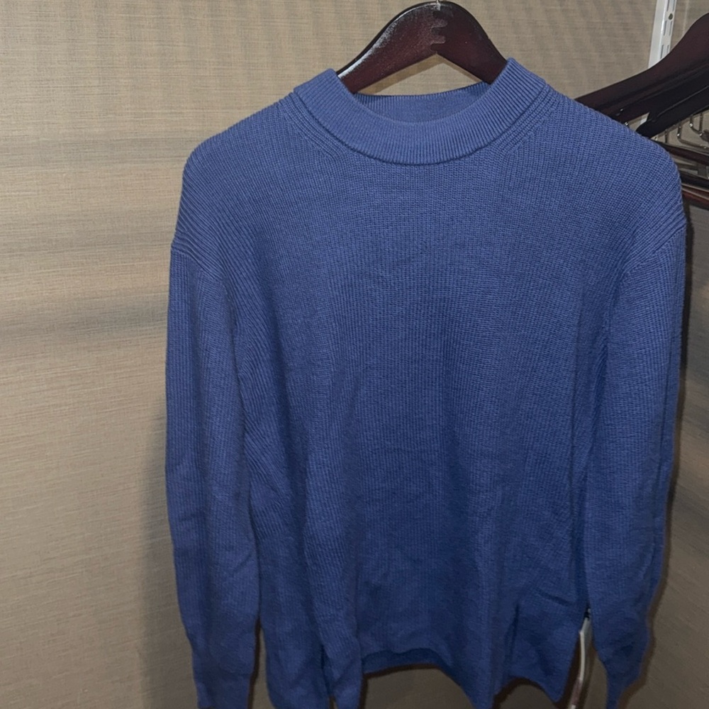 Merino wool blend rib crewneck sweater